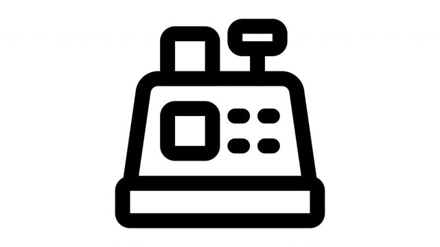 cashier machine animated Line Icons Premium 4K, Modern Minimal Outline Motion Graphics Collection