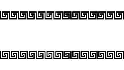 Obraz premium Border Design Featuring Symmetrical Black and White Geometric Greek Key Pattern with Repeating Squares and Lines for Decoration