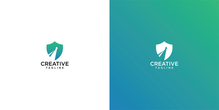 Shielded upward arrow logo, symbolizing growth and security, perfect for business and technology sectors