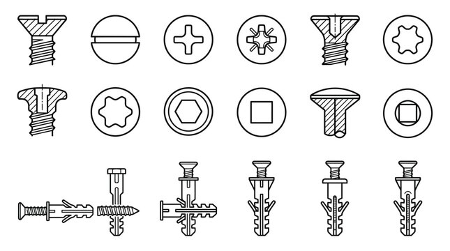 Comprehensive screw head styles and wall plug varieties