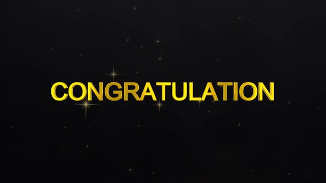 CONGRATULATION text animation with gold particle for celebration 4k video