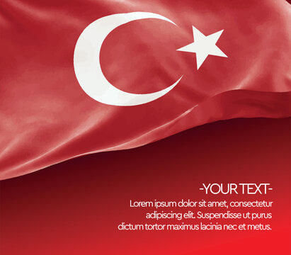 Waving Turkish flag and text writing section. g&ouml;ky&uuml;z&uuml;nde dalgalanan t&uuml;rk bayrağı. April 23, May 19, July 15, August 30.