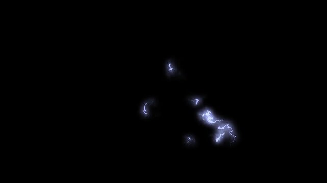 Bright Thunderstorm Surge With Hand Drawn Anime Lightning Bursts, Cartoon Energy Sparks, Explosive Flash FX, Shining Electric Glow, Black Background Overlay And Seamless 4K Loop