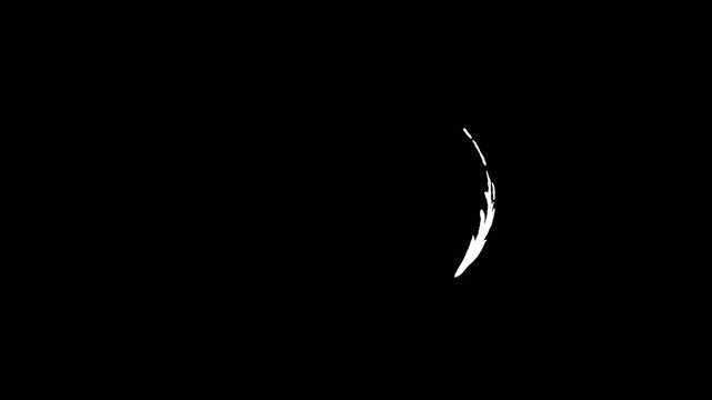 Abstract Glowing White Arc Animation on Black Background.