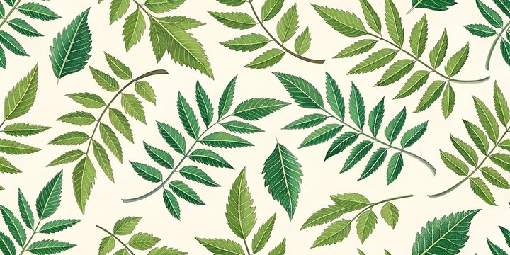 green neem leaves seamless pattern