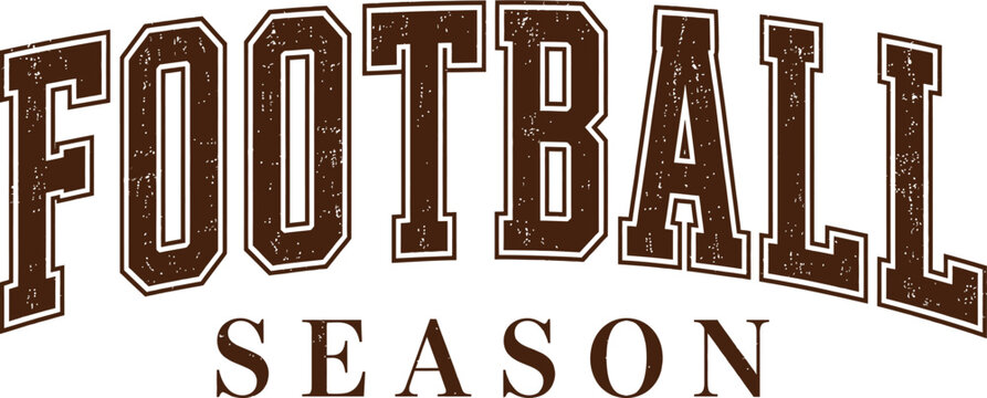 Vintage Football Season Typography Design with Distressed Varsity Lettering for American Football, Game Day, T-Shirt Print and Sublimation