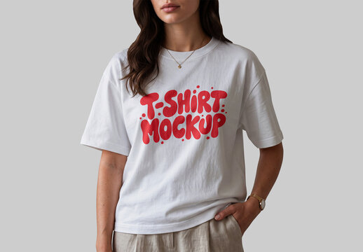Oversized White T-Shirt Mockup