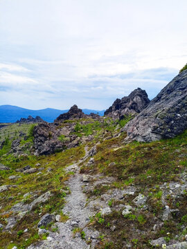 Hiking trail in the mountains.