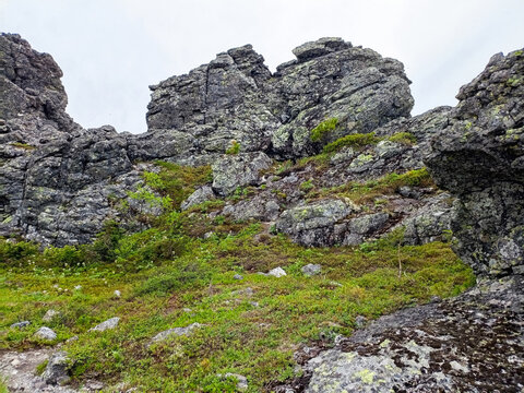 rocky mountain landscape in slovakia in summer with green foliage and rocks