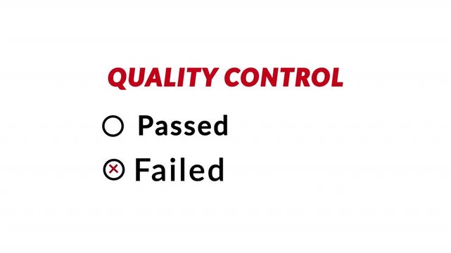 Quality Control on round Checkbox Failed Checklist animation on transparent background featuring with red color cross sign icon animated. Quality control failed animation in 4K with Alpha Channel