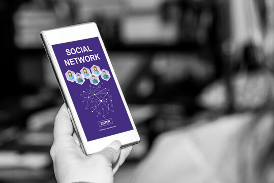 Social network concept on a smartphone