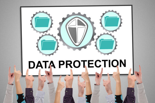 Data protection concept on a whiteboard