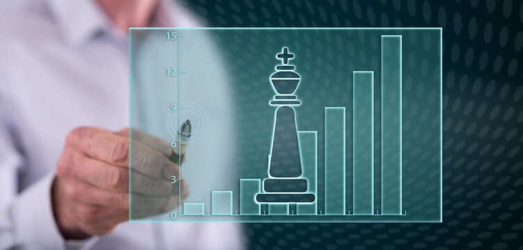 Man touching a business success strategy concept