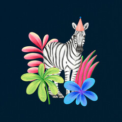 Obraz premium Zebra, black design, animal illustration