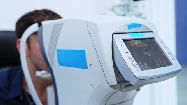 Detailed view of a medical device actively monitoring a patient with a screen showing vital health indicators