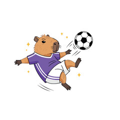 Obraz premium Capybara soccer player performing a bicycle kick in mid-air