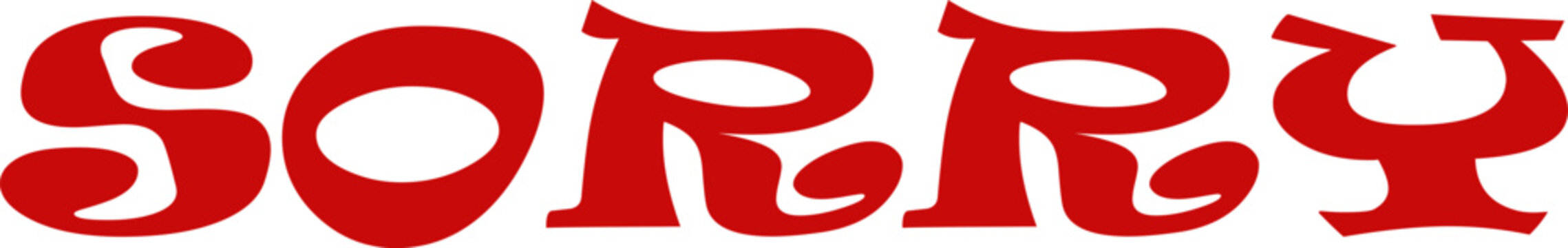 Retro 'sorry' typography design in bold red on white background