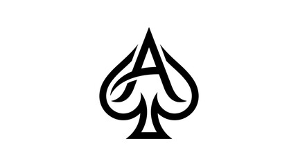 Fototapeta premium Black spade suit symbol with letter A design
