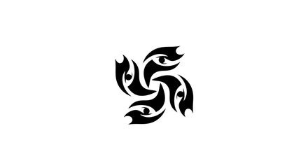 Naklejka premium Circular eagle head swirl black silhouette logo.