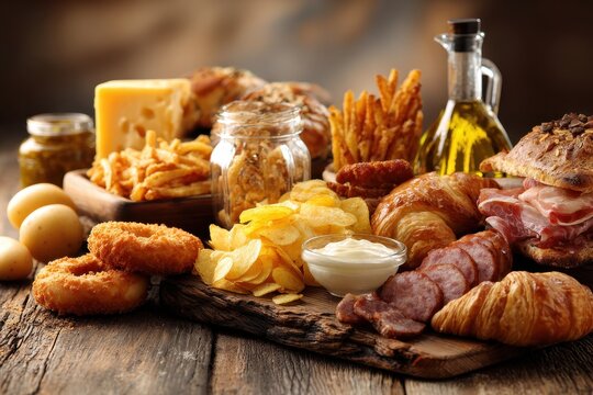 Candid kitchen scene featuring fat-rich foods to illustrate nutrition concepts and dietary choices