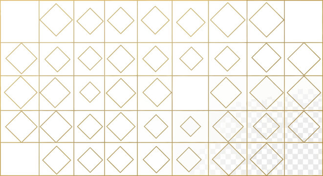 Geometric pattern of golden diamonds on a grid, abstract background