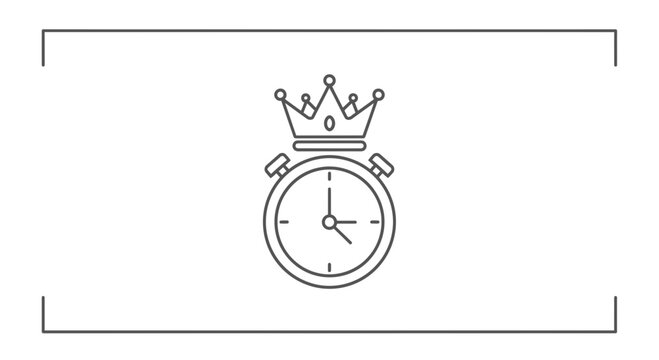 Crown Stopwatch Icon: Time Management, Success, Royalty, and Efficiency Concept