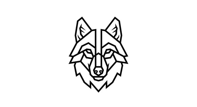 Detailed polygonal wolf head line art logo.