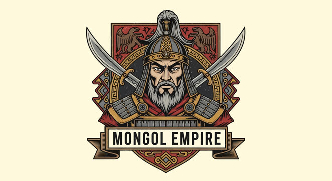 Mongol Empire Warrior Logo Emblem.
