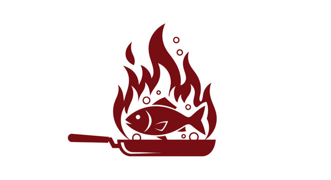 Fish in a frying pan over high flames.
