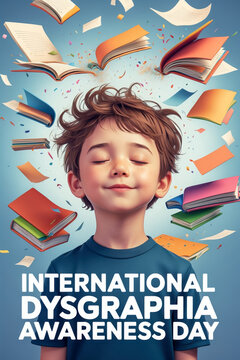 Banner poster postcard card international dysgraphia awareness day, reading problems AI Generative