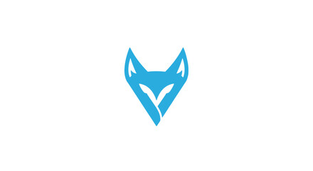 Obraz premium Geometric blue fox head modern logo icon.