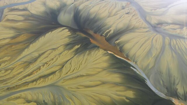 Aerial view of a big waste decanting lake, tailing pond. Mining residual waters discharged from copper mine