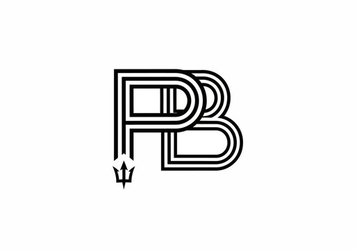Geometric PB monogram logo with trident symbol.