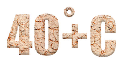 Fototapeta premium Digital composite. .40˚+C with an overlay of parched earth. .. ..PNG file