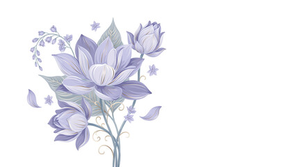 Obraz premium Water lily floral with butterflies isolated on a transparent background, floral delicate petals, pastel shades