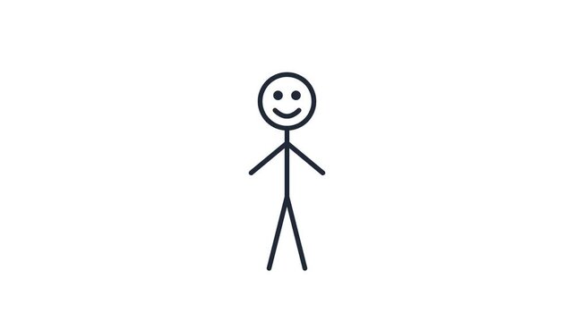 Simple stick figure with a smiling face on a white background