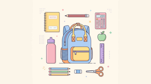 a back to school supplies illustration