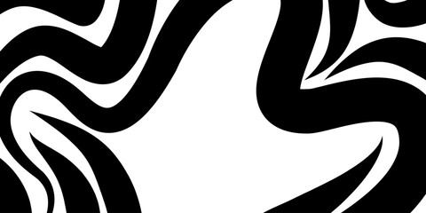 Abstrakcyjne tło z czarno-białymi wirującymi falami – dynamiczny styl op-art, grafika wektorowa. © Monika