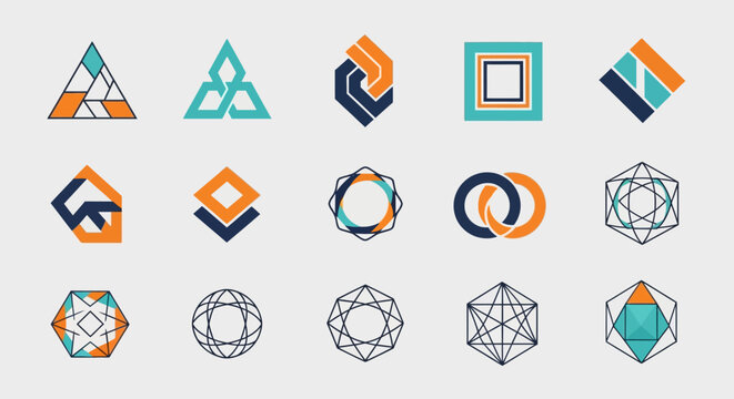 Geometric Logo Design Collection - Abstract Shapes and Icons