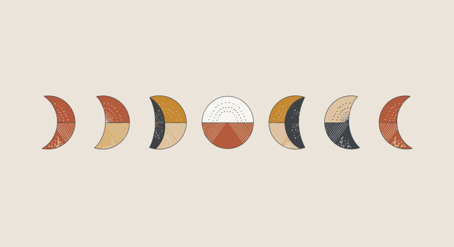 Celestial Phases Geometric Abstract Moon Cycle Boho Design