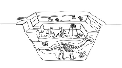 Archaeological Dig Site: Excavating Dinosaur Bones and Fossils © Azizi