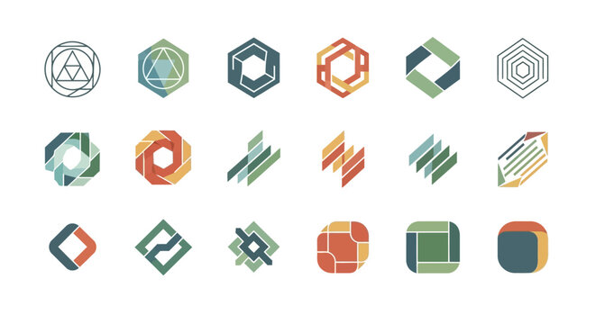 Geometric Logo Collection: Modern Abstract Shapes & Icons Set