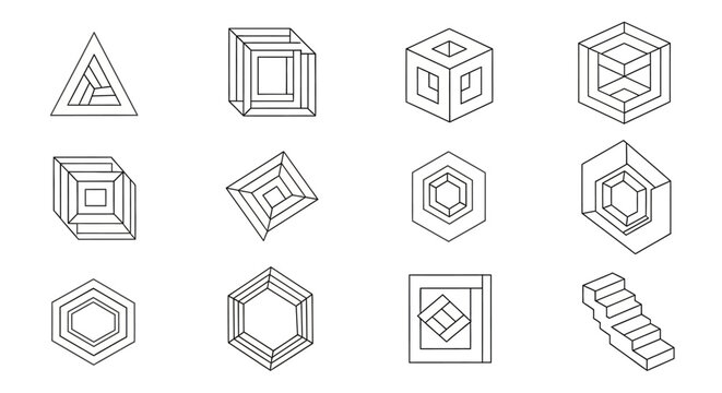 Geometric Abstract Shapes and Optical Illusions