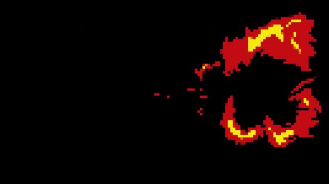 Pixel Art Fireball Animation Loop for Retro Video Games.