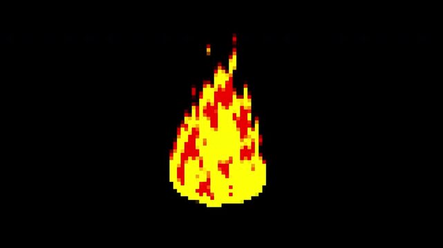 Pixel Art Fire Animation Loop Burning Flame Effect.