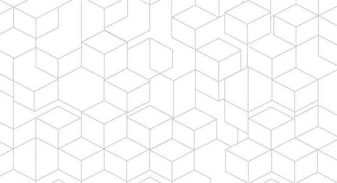Geometric pattern with interlocking cubes on white background