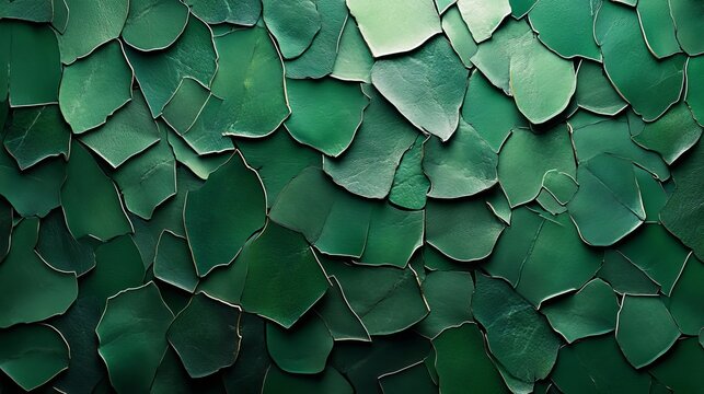 Close-Up of Detailed Green Scales Background with Layered Leaves in Macro Photography Style