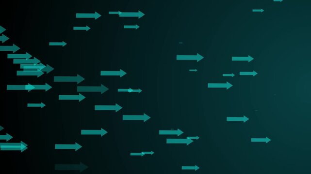 Directional arrows moving right on dark gradient background minimal tech abstract design animation