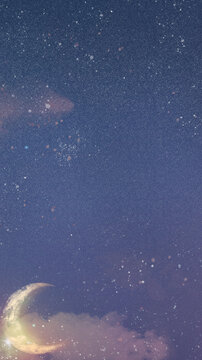 Crescent moon sky iPhone wallpaper, aesthetic design