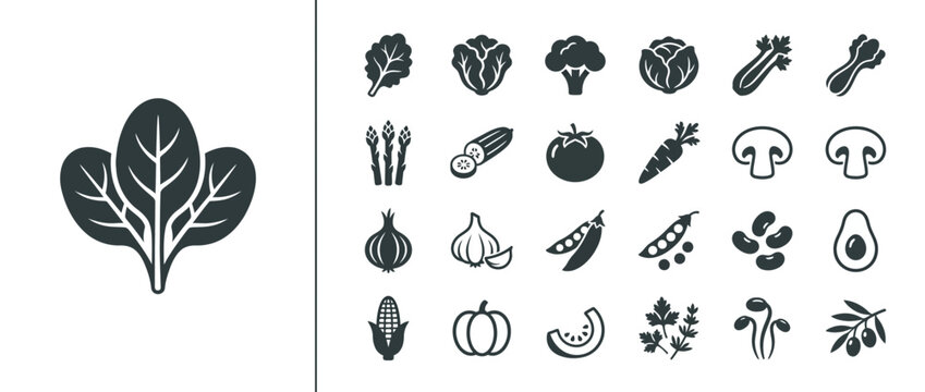 Vegetables and Herbs Icon Set